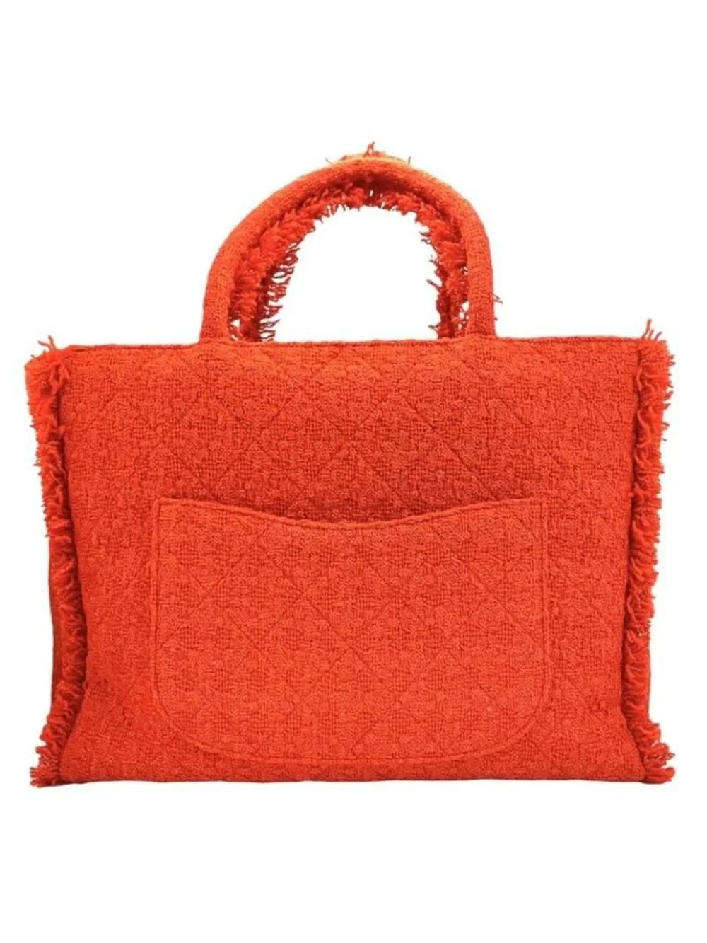 Chanel Tweed Tote Bag Zip Shopping Gold Hardware